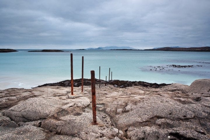 Distant view to the Small isles of Rum,Eigg and Muck fron Sanna bay Arnamurchan.